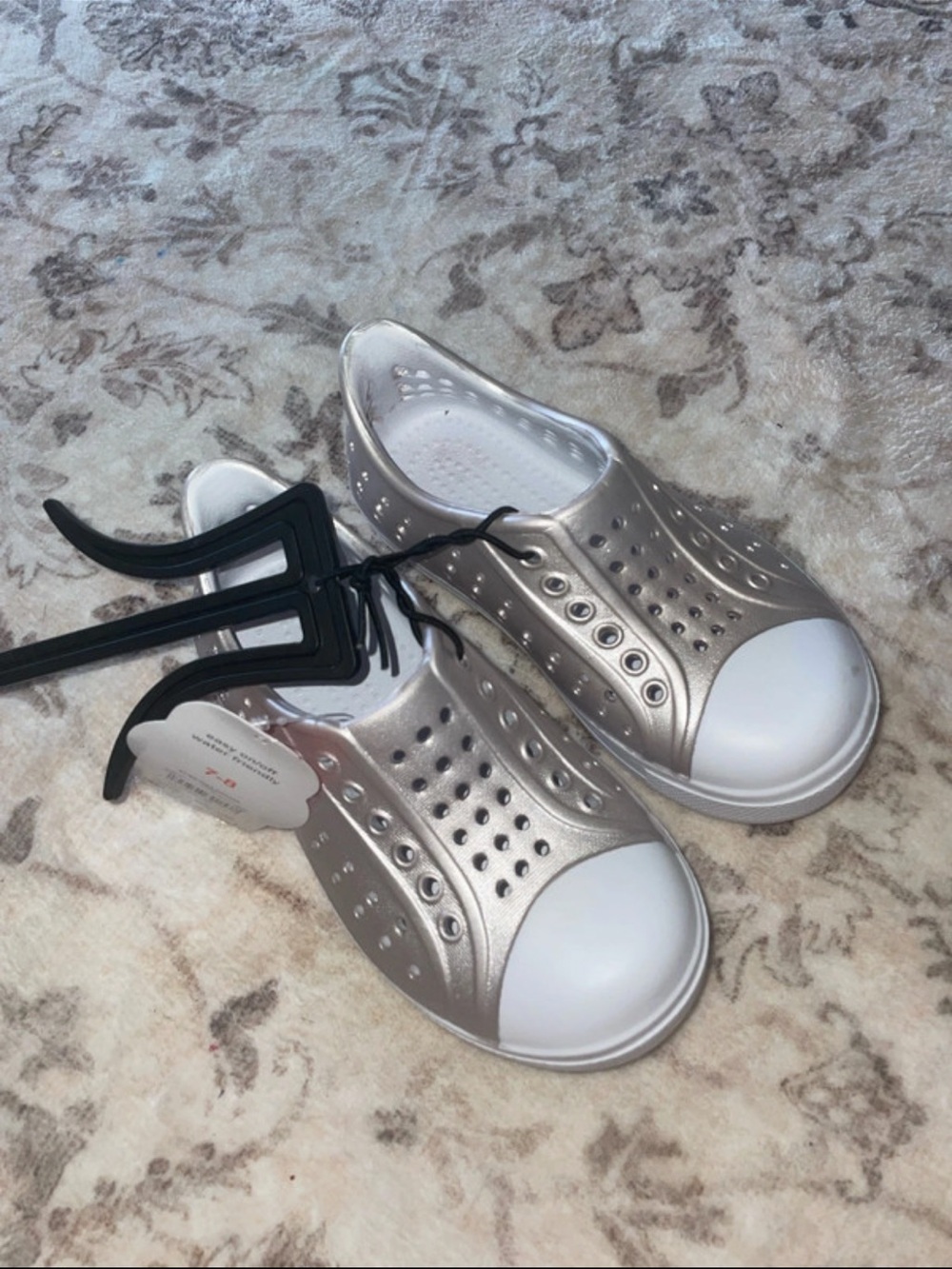 wonder nation Metallic Silver Kids Slip-On Sandals